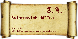 Balassovich Míra névjegykártya